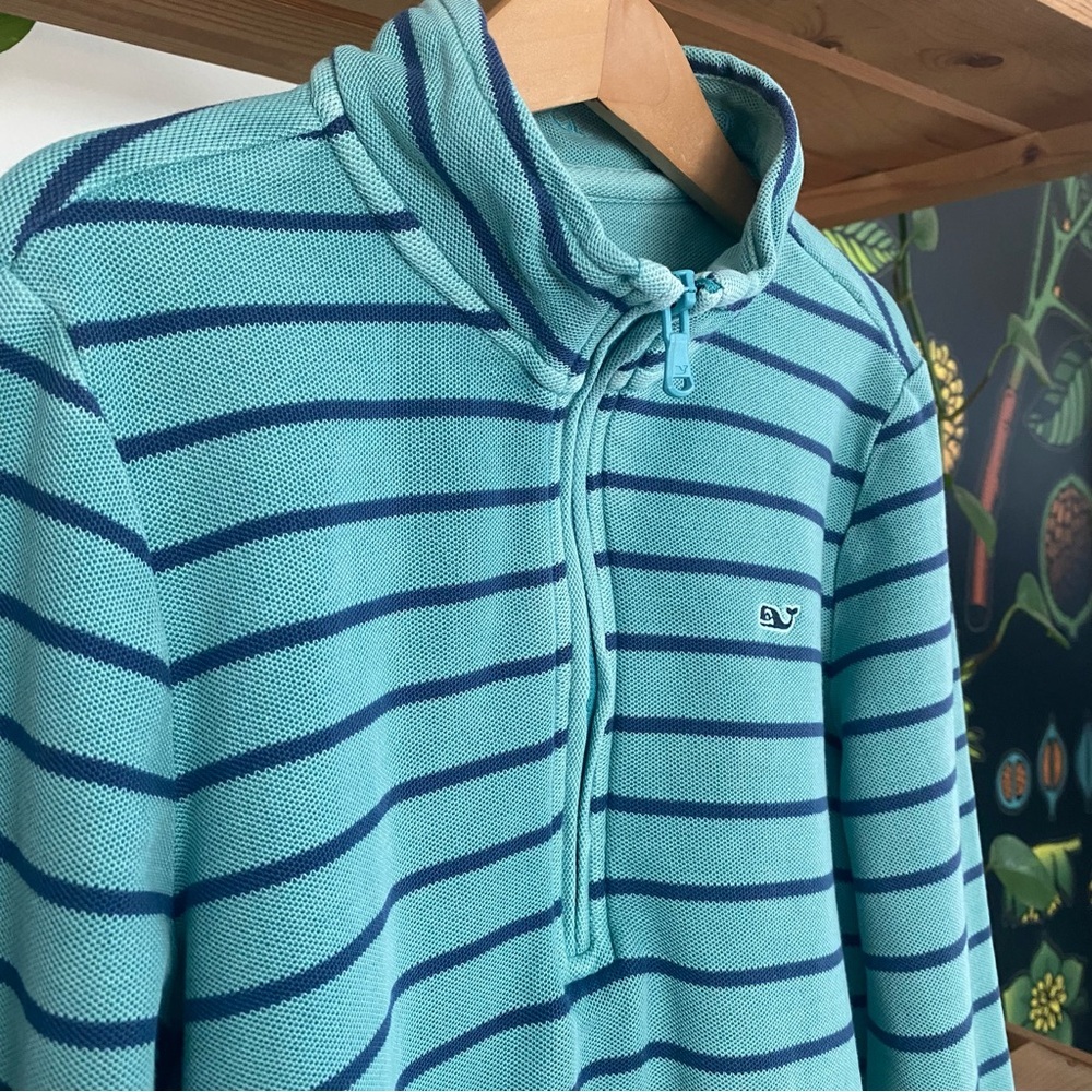 Vineyard Vines Boys Blue Stripe Garment-Dyed Saltwater Half Zip Pullover Small - Picture 5 of 12